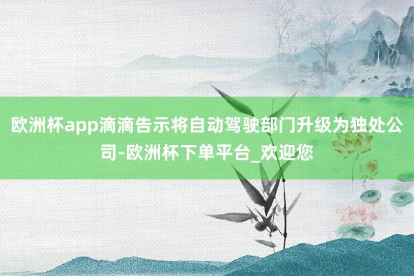 欧洲杯app滴滴告示将自动驾驶部门升级为独处公司-欧洲杯下单平台_欢迎您