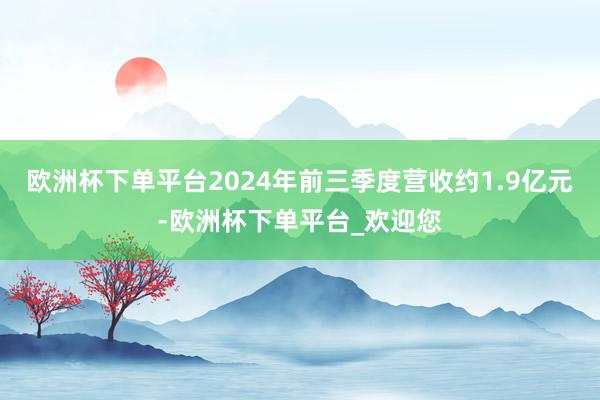 欧洲杯下单平台2024年前三季度营收约1.9亿元-欧洲杯下单平台_欢迎您