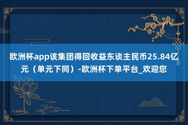 欧洲杯app该集团得回收益东谈主民币25.84亿元（单元下同）-欧洲杯下单平台_欢迎您