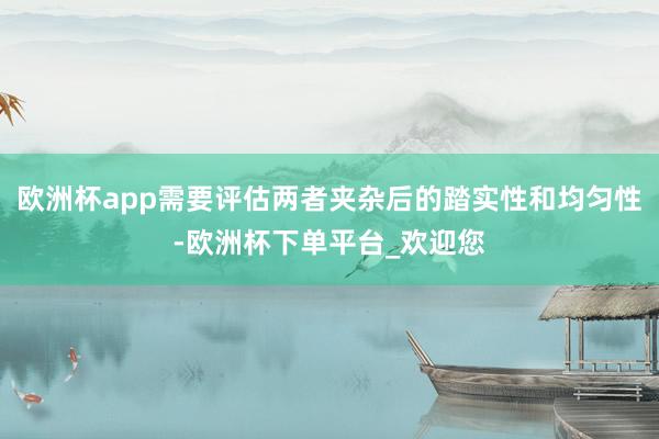 欧洲杯app需要评估两者夹杂后的踏实性和均匀性-欧洲杯下单平台_欢迎您
