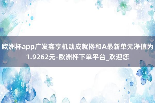 欧洲杯app广发鑫享机动成就搀和A最新单元净值为1.9262元-欧洲杯下单平台_欢迎您