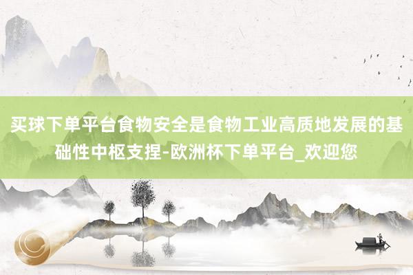 买球下单平台食物安全是食物工业高质地发展的基础性中枢支捏-欧洲杯下单平台_欢迎您