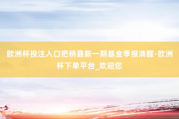 欧洲杯投注入口把柄最新一期基金季报清醒-欧洲杯下单平台_欢迎您