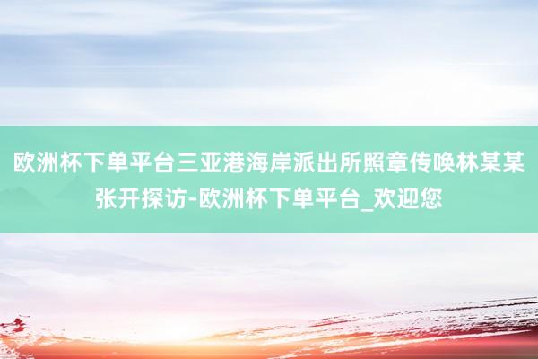 欧洲杯下单平台三亚港海岸派出所照章传唤林某某张开探访-欧洲杯下单平台_欢迎您