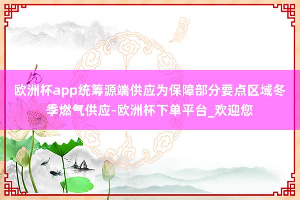 欧洲杯app统筹源端供应　　为保障部分要点区域冬季燃气供应-欧洲杯下单平台_欢迎您