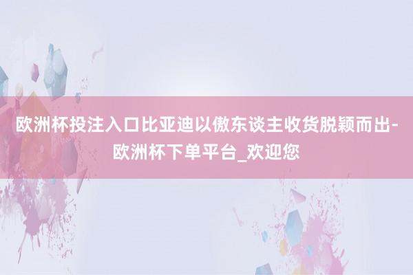 欧洲杯投注入口比亚迪以傲东谈主收货脱颖而出-欧洲杯下单平台_欢迎您