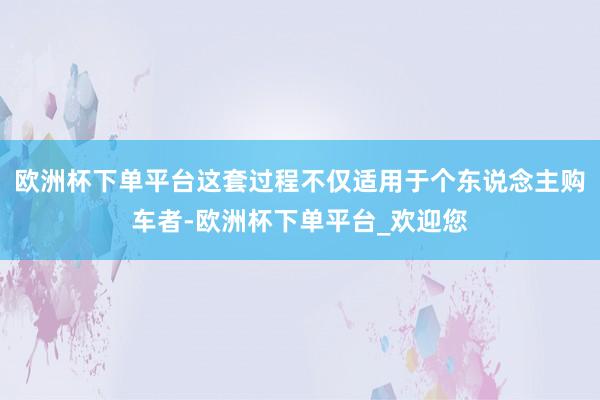 欧洲杯下单平台这套过程不仅适用于个东说念主购车者-欧洲杯下单平台_欢迎您