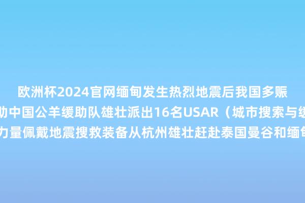 欧洲杯2024官网缅甸发生热烈地震后我国多赈济助力量赴缅开展缓助中国公羊缓助队雄壮派出16名USAR（城市搜索与缓助）队员构成的侦搜力量佩戴地震搜救装备从杭州雄壮赶赴泰国曼谷和缅甸震中区域开展东说念主员搜救使命中国蓝天缓助云南队16名警告丰富、技能过硬的队员佩戴PPE装备、医疗急救包发电照明成立、破拆器具等城市地震缓助装备物质从云南瑞丽港口出境在抵达缅甸木姐市后张开缓助使命中国云南缓助医疗队一转3