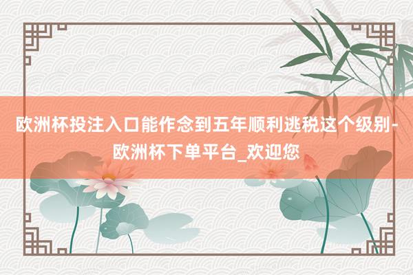 欧洲杯投注入口能作念到五年顺利逃税这个级别-欧洲杯下单平台_欢迎您