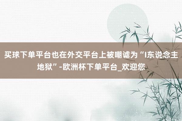 买球下单平台也在外交平台上被嘲谑为“I东说念主地狱”-欧洲杯下单平台_欢迎您