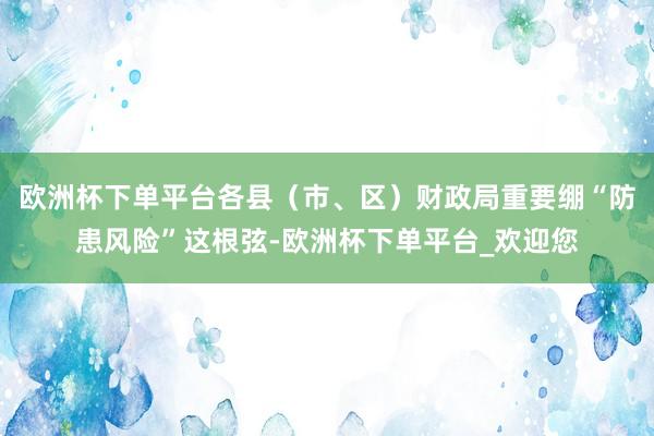 欧洲杯下单平台各县（市、区）财政局重要绷“防患风险”这根弦-欧洲杯下单平台_欢迎您