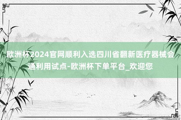 欧洲杯2024官网顺利入选四川省翻新医疗器械会通利用试点-欧洲杯下单平台_欢迎您