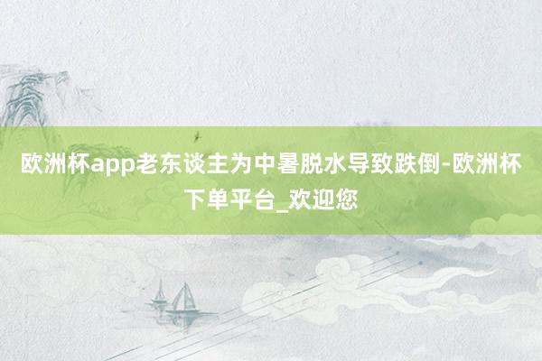 欧洲杯app老东谈主为中暑脱水导致跌倒-欧洲杯下单平台_欢迎您