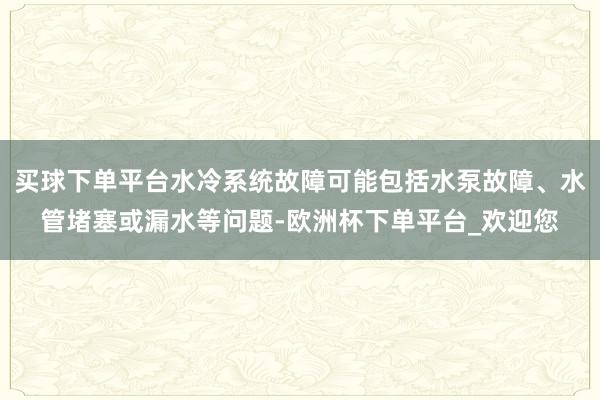 买球下单平台水冷系统故障可能包括水泵故障、水管堵塞或漏水等问题-欧洲杯下单平台_欢迎您
