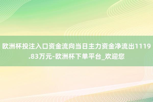 欧洲杯投注入口资金流向当日主力资金净流出1119.83万元-欧洲杯下单平台_欢迎您