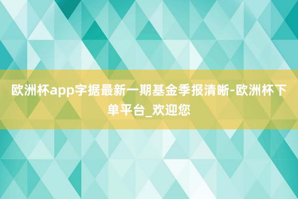 欧洲杯app字据最新一期基金季报清晰-欧洲杯下单平台_欢迎您