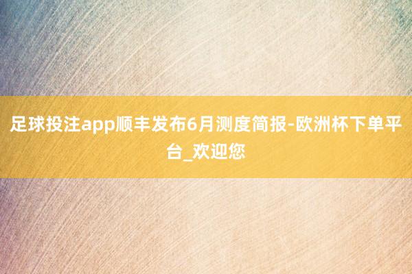 足球投注app顺丰发布6月测度简报-欧洲杯下单平台_欢迎您