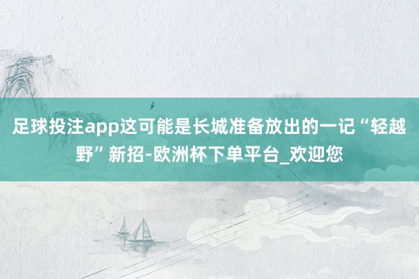 足球投注app这可能是长城准备放出的一记“轻越野”新招-欧洲杯下单平台_欢迎您