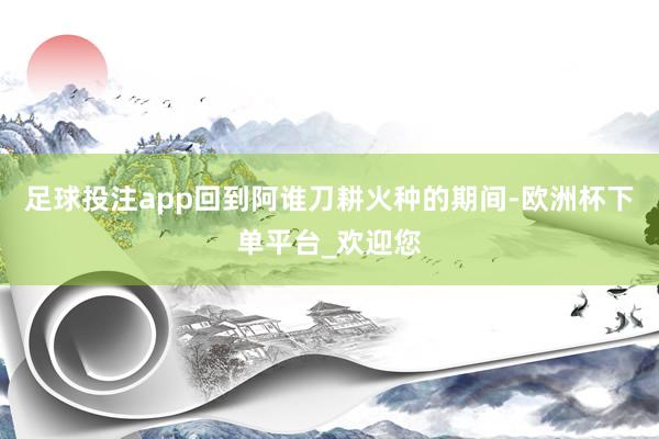 足球投注app回到阿谁刀耕火种的期间-欧洲杯下单平台_欢迎您
