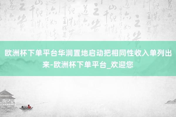 欧洲杯下单平台华润置地启动把相同性收入单列出来-欧洲杯下单平台_欢迎您