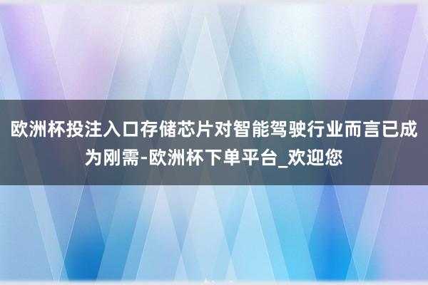 欧洲杯投注入口存储芯片对智能驾驶行业而言已成为刚需-欧洲杯下单平台_欢迎您