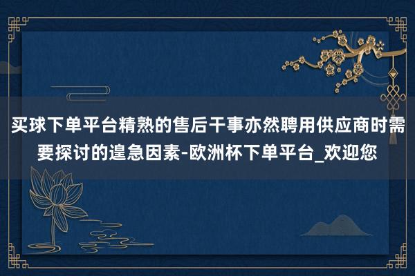 买球下单平台精熟的售后干事亦然聘用供应商时需要探讨的遑急因素-欧洲杯下单平台_欢迎您