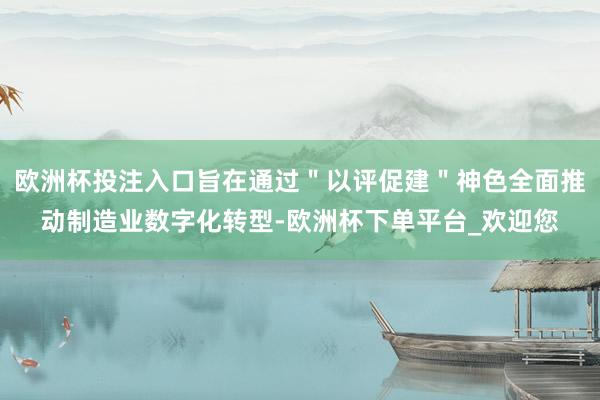 欧洲杯投注入口旨在通过＂以评促建＂神色全面推动制造业数字化转型-欧洲杯下单平台_欢迎您