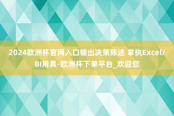 2024欧洲杯官网入口输出决策陈述 掌执Excel/BI用具-欧洲杯下单平台_欢迎您