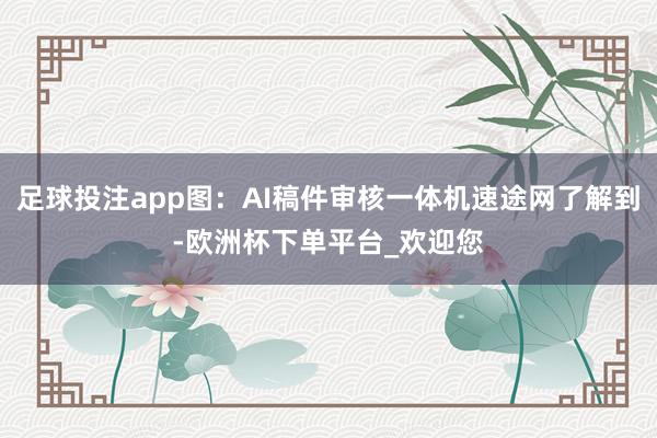 足球投注app图：AI稿件审核一体机速途网了解到-欧洲杯下单平台_欢迎您