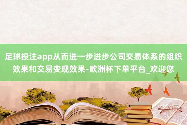足球投注app从而进一步进步公司交易体系的组织效果和交易变现效果-欧洲杯下单平台_欢迎您