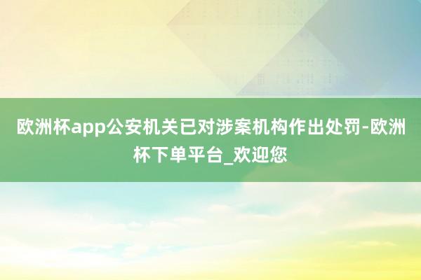 欧洲杯app公安机关已对涉案机构作出处罚-欧洲杯下单平台_欢迎您