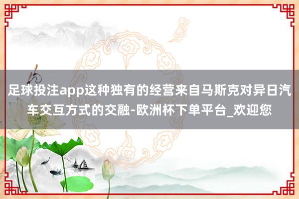 足球投注app这种独有的经营来自马斯克对异日汽车交互方式的交融-欧洲杯下单平台_欢迎您